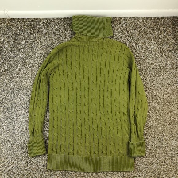 Vintage Ralph Lauren Sport Sweater Cable Knit Turtleneck Green Womens Small - Picture 5 of 8